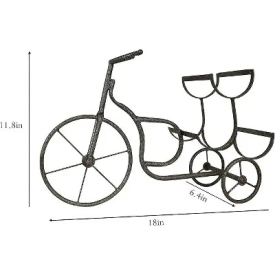 LIVEVIE Classic Vintage Bike Delivery Style Wine Rack Freestanding Wine Holder for 3 Bottles - Countertop Tabletop Wine Organizer image {2}