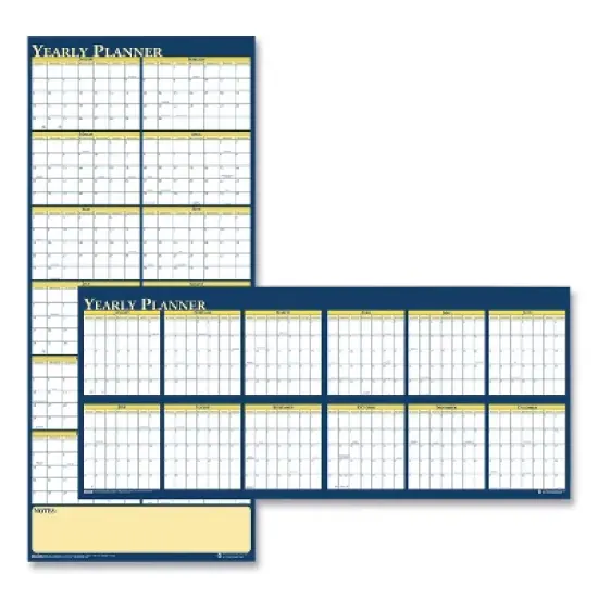 Recycled Reversible Yearly Wall Planner, 60 x 26, White/Blue/Yellow Sheets, 12-Month (Jan to Dec): 2026 image {3}