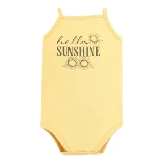 Hudson Baby Infant Girl Cotton Sleeveless Bodysuits, Sunflower image {3}