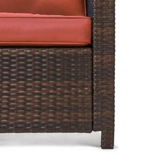 6pc Wicker Outdoor Conversation Set with Cushions & Ottomans - Orange - EDYO LIVING image {6}