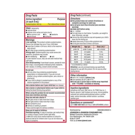 Children's Tylenol Pain + Fever Relief Liquid - Acetaminophen - Grape - 4 fl oz image {10}