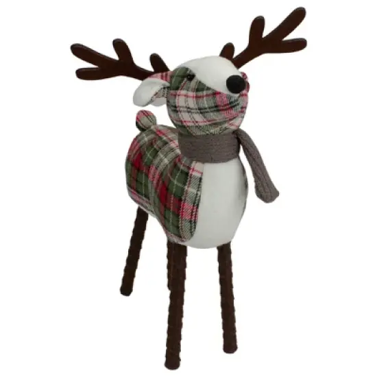 Northlight Standing Plaid Reindeer Christmas Decoration - 13.5" - Red, Green and Brown image {3}