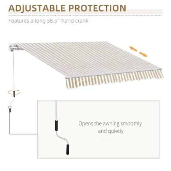 Anybear 12' x 10' Retractable Awning Patio Awnings, Sun Shade Shelter with Manual Crank Handle, for Deck, Balcony, Yard image {3}