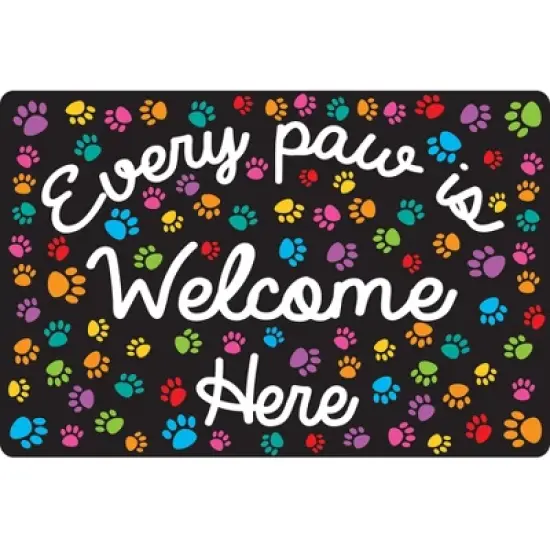 Smart Poly&reg; Welcome Mat with Slip Resistant Backing, 15.5" x 23.5", Paws, Every Paw is Welcome Here image {4}