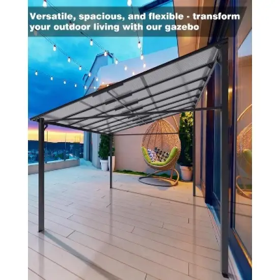 GustoWave 10 x 14 FT Lean to Wall Mounted Gazebo Pergola for Patio, Decks, Backyard image {6}