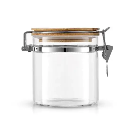 JoyJolt Kitchen Storage Jars with Airtight Bamboo Clamp Lids - 19 oz - Set of 2 image {3}
