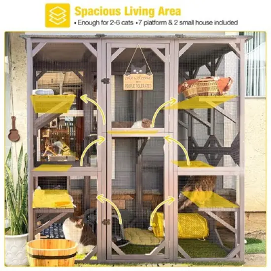 Aivituvin Large Walk-in Outdoor Cat Enclosure| Connected To Window-AIR37 image {1}