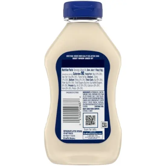 Kraft Real Mayonnaise Squeeze Bottle 12oz image {1}
