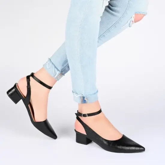 Journee Collection Womens Keefa Pointed Toe Low Block Heel Pumps image {8}