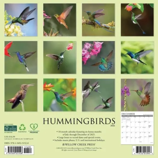 Willow Creek Press 2026 Hummingbirds Wall Calendar image {1}
