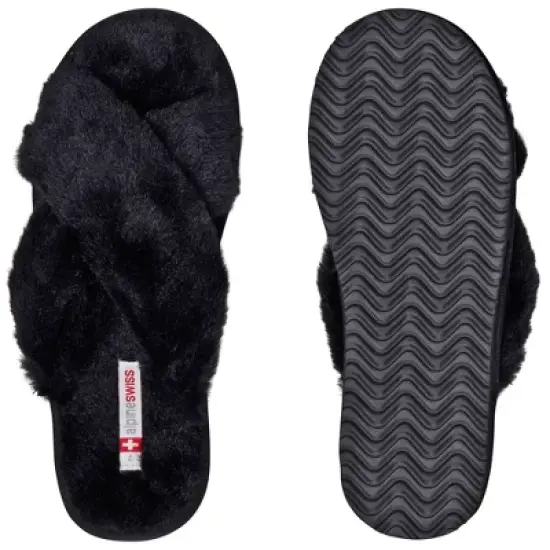 Alpine Swiss Fiona Womens Fuzzy Fluffy Faux Fur Slippers Memory Foam Indoor House Shoes image {3}