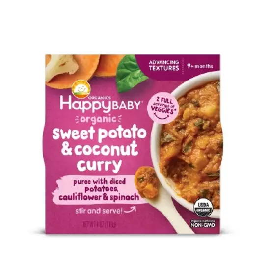Happy Baby Organics Advancing Texture Bowls, Sweet Potato & Coconut Curry Puree - 4oz image {5}