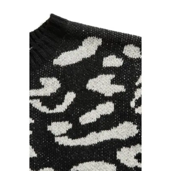 Women's Plus Size Leopard Longline Jumper -black | EVANS image {5}