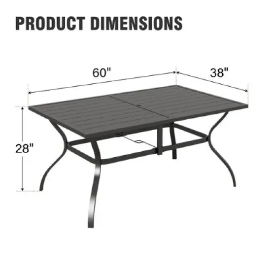 Captiva Designs 7pc Patio Slat-top Adjustable Rectangular Table & Gray Textilene Aluminum Chairs image {14}
