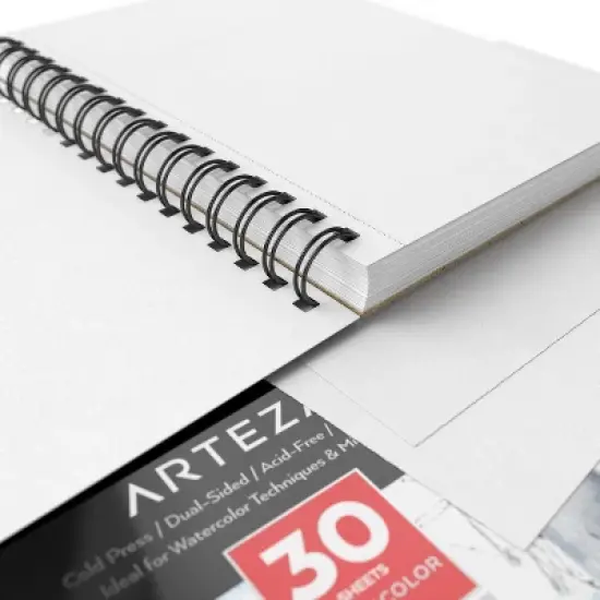Arteza Watercolor Paper Pad, Spiral-Bound, Heavyweight Paper, 5.5"x8.5", 30 Sheets - 3 Pack image {3}