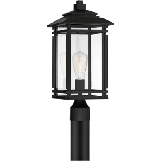 John Timberland Mission Outdoor Post Light Fixture Matte Black Metal 19 1/2" Clear Glass for Exterior House Porch Patio Deck Home image {4}