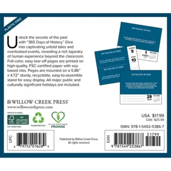 Willow Creek Press 5"x6.25" 2026 365 Days of History Box Calendar image {1}