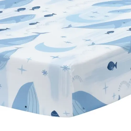 Lambs & Ivy Bubbles & Squirt 100% Cotton Whale/Ocean Fitted Crib/Toddler Sheet image {6}