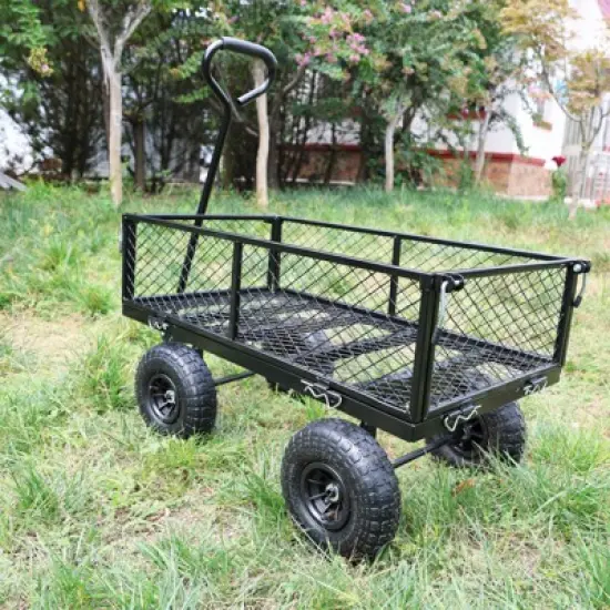UBSSO Heavy-Duty Steel Mesh Garden Cart, All-Terrain Utility Wagon for Hauling, TC1840BKG image {3}