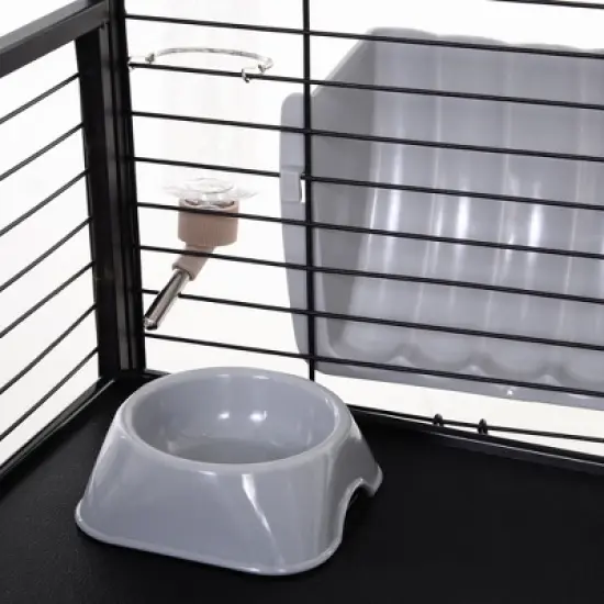 PawHut Small Animal Cage Bunny Playpen with Main House and Run for Rabbit, Guinea Pigs, Chinchilla for Indoor and Outdoor image {5}