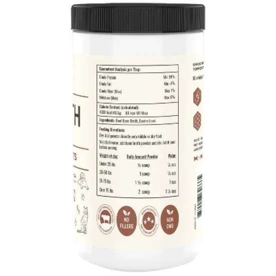 Bone Broth for Dogs and Cats with Beef Liver, Dog Food Toppers for Picky Eaters, Supports Joint & Gut Health, Beef Flavor, Left Coast Performance, 8oz image {1}