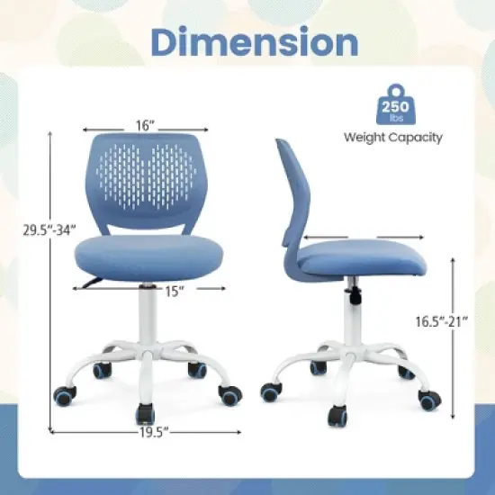 Tangkula Kids Desk Chair Ergonomic Swivel Children Mesh Study Height Adjustable image {8}