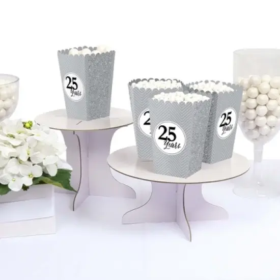 Big Dot of Happiness We Still Do - Silver 25th Wedding Anniversary Party Favors Popcorn Treat Boxes - Set of 12 image {2}
