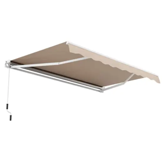 Costway Retractable Patio Awning Aluminum Deck Sunshade Shelter Outdoor Beige image {9}