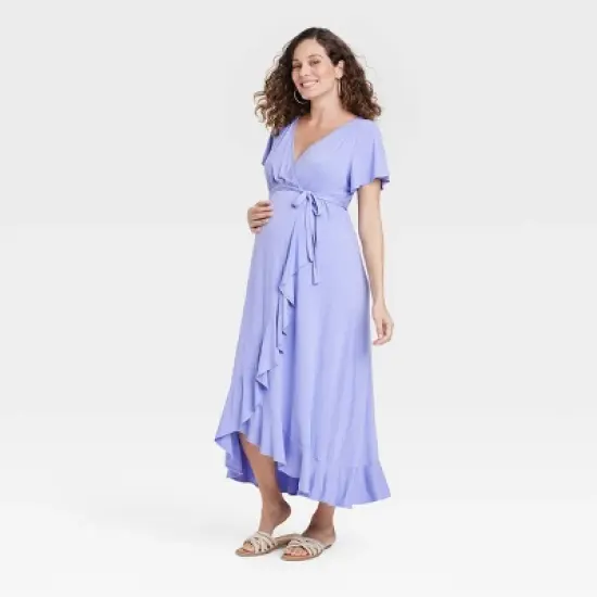 Flutter Short Sleeve Knit Maxi Maternity Empire Waist Dress - Isabel Maternity by Ingrid & Isabel&trade; image {4}
