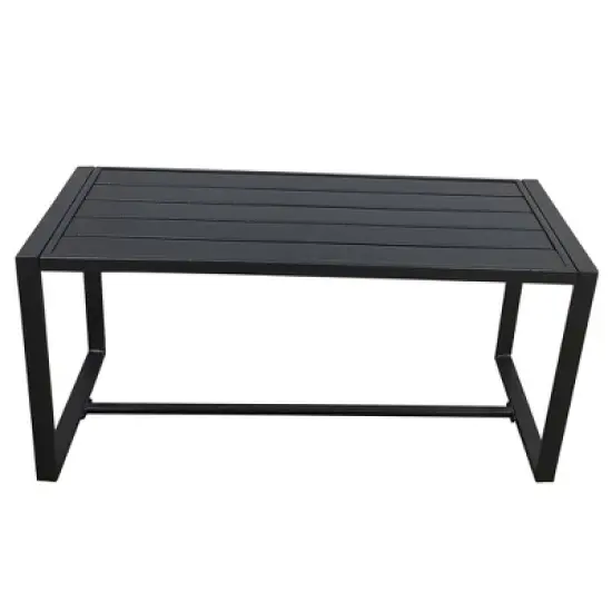 5pc Metal Rectangular Outdoor Bistro Set with Cushions - Black/Beige - GODEER image {4}