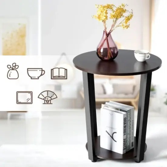 Costway Industrial End Table Sofa Side Table Nightstand Storage Shelf image {6}