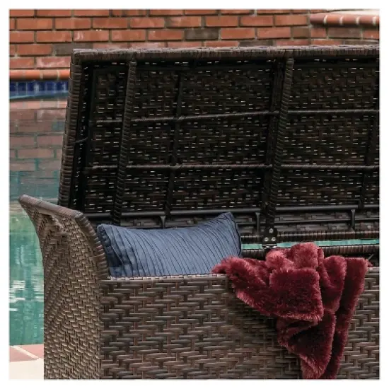 Wing Wicker Patio Storage Bench - Multi Brown - Christopher Knight Home image {3}