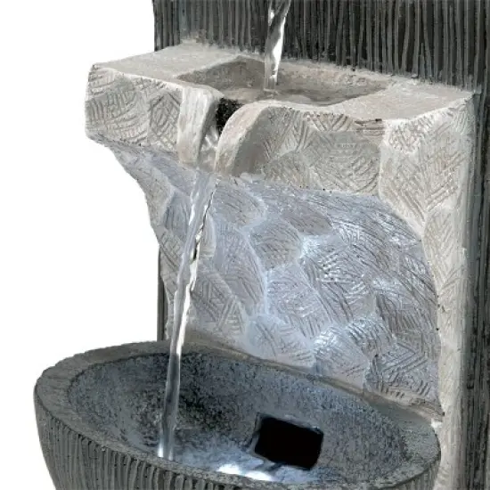 14" Modern Cascading Tabletop Fountain with LED Lights Gray - Alpine Corporation image {6}