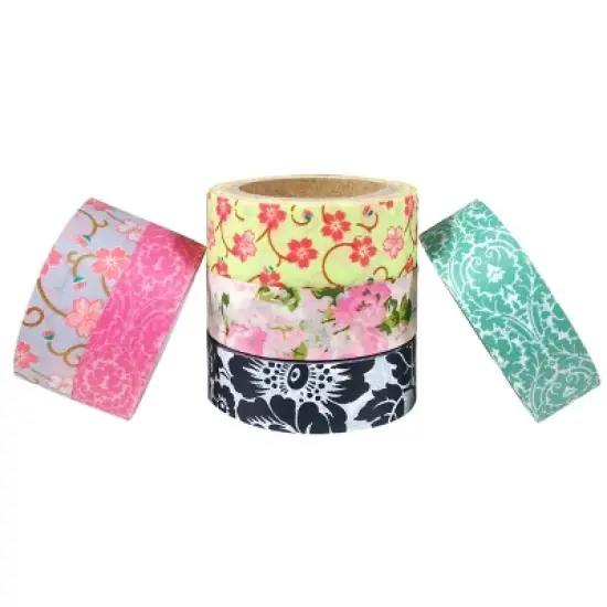 Wrapables Japanese Washi Masking Tape Collection, Premium Value Pack (Set of 6) image {4}