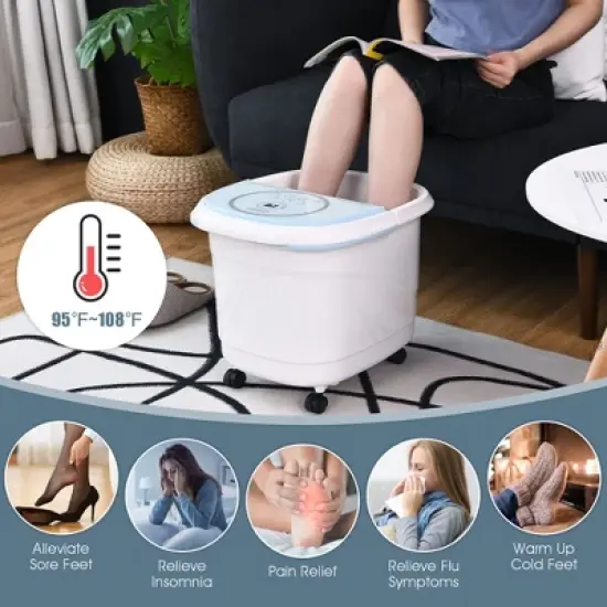 Costway Foot Spa Bath Massager w/ 2-Angle Shower & Motorized Rollers image {4}