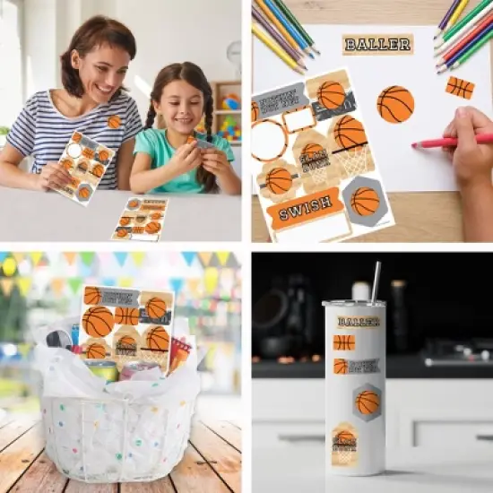 Big Dot of Happiness Nothin' but Net - Basketball - Baby Shower or Birthday Party Favor Sticker Set - 12 Sheets - 120 Stickers image {4}