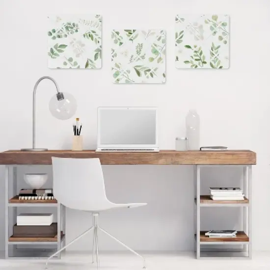 Sweet Jojo Designs Girl Fabric Photo Memo Board Botanical Leaf Green and White image {1}