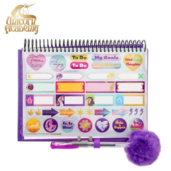 Inkology, LLC Unicorn Academy Spiral Notebook With Lock, Gel Pen and Stickers | 6 x 8 Inches image {4}