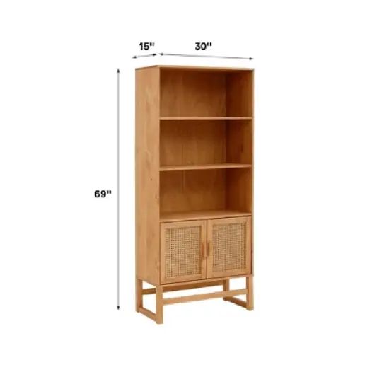 RealRooms Talo Scandinavian 3 Shelf Bookcase with Closed Storage image {2}