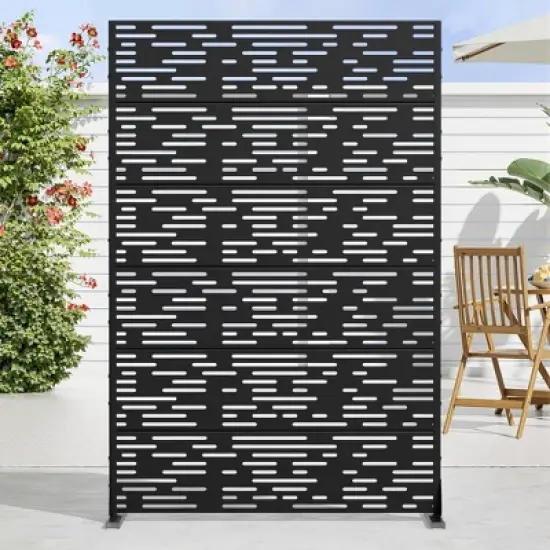 72" H&times;47"W Dovelina Black Metal Planter Box with Trellis Privacy Screen for Patio image {1}