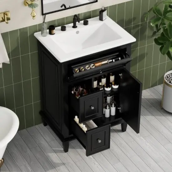 Whisen 24" Bathroom Vanity with Sink, Drawers & Adjustable Shelf image {14}