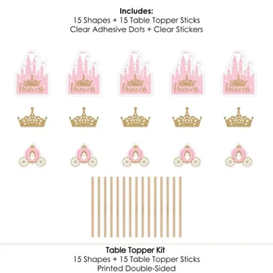 Big Dot of Happiness Little Princess Crown - Pink and Gold Princess Baby Shower or Birthday Party Centerpiece Sticks - Table Toppers - Set of 15 image {5}