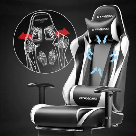 GTRACING Gaming Chair, Retractable Footrest, Premium Faux Leather, Adjustable Computer Office Chair image {6}