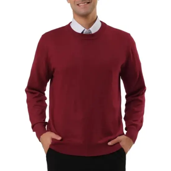 Lars Amadeus Men's Casual Round Neck Long Sleeves Solid Color Knitted Pullover Sweater image {13}