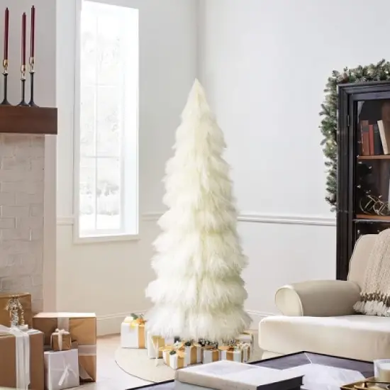 LuxenHome 6Ft Holiday Artificial Pampas Grass Tree in Natural Ivory Beige image {4}