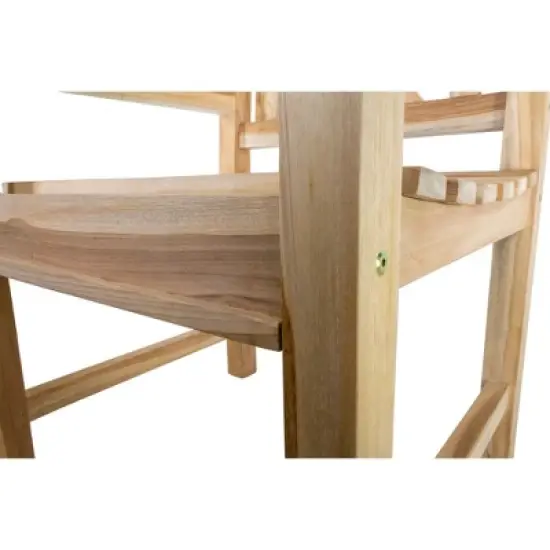 Nordic Teak Natural Outdoor Patio Dining Chair with Arm Rests - Beige image {9}