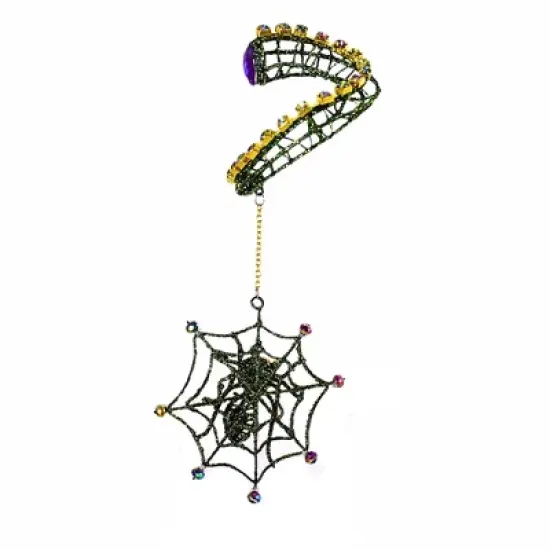 Halloween 8.0 Inch Spider Web Bottle Charm Halloween Accessory , Bling Halloween Decor Wine  Oil Champagne (1PC) image {2}