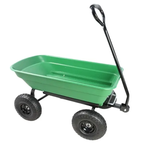 Folding car Poly Garden dump truck with steel frame, 10 inches. Pneumatic tire, 300 lb capacity body 55L Green image {7}
