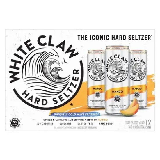 White Claw Mango Hard Seltzer - 12pk/12 fl oz Slim Cans image {1}