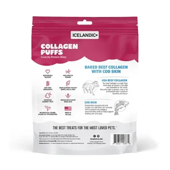 Icelandic+: Baked Beef Collagen w/ Cod Skin 2.5oz -  Treats For Med-Lg Dogs image {1}